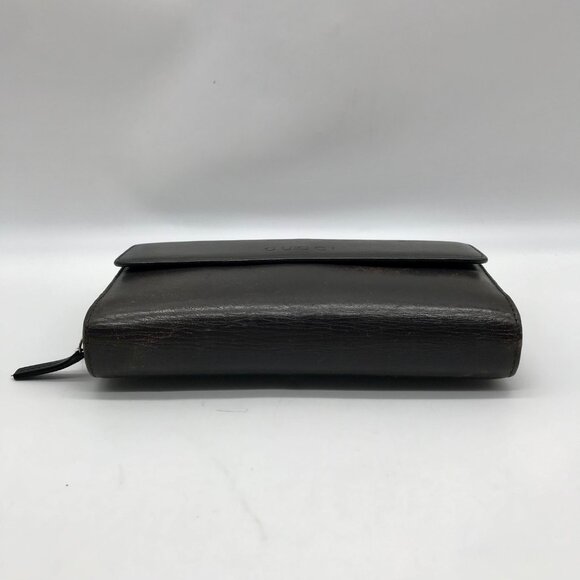 Gucci Dark Brown Leather Long Tri-Fold Wallet - Picture 5 of 12